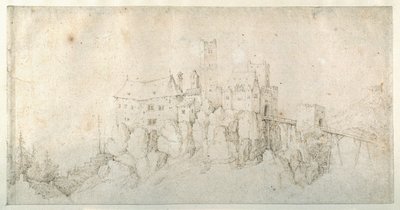 Et slot på en klippe (pen & brunt blæk på papir) af Roelandt Jacobsz. Savery