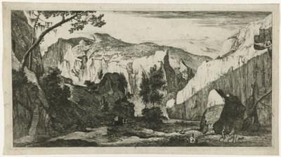 Bjerglandskab med klipper Tyrolske landskaber (serietitel) af Roelant Roghman