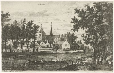Udsigt over Wateringen Wateringe (titel på objekt) Landsbyscener i det nordlige Holland (serietitel) af Roelant Roghman