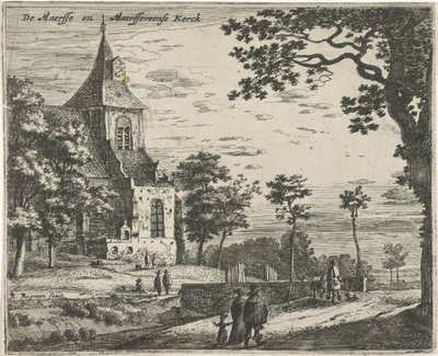Maarsseveen kirke De Masse og Maarsseveense Kerck (titel på objekt) Landskaber i provinserne Holland og Utrecht (serietitel) af Roelant Roghman