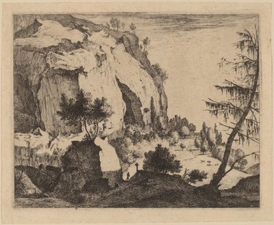 Klippelandskab med gran: pl.4 af Roelant Roghman and Melchior Küsel