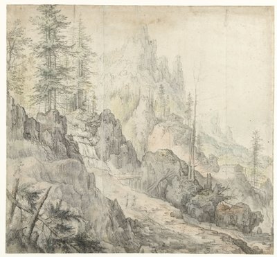 Bjerglandskab med et vandfald Bjerglandskab med vandfald af Roelant Savery