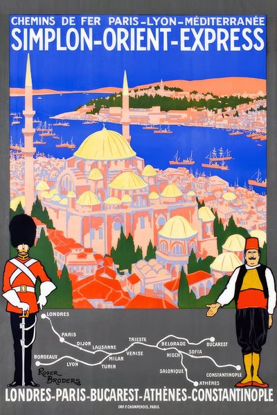Jernbane Paris - Lyon - Middelhavet / Simplon-Orient-Express / London-Paris-Bukarest-Athen-Konstantinopel af Roger Broders
