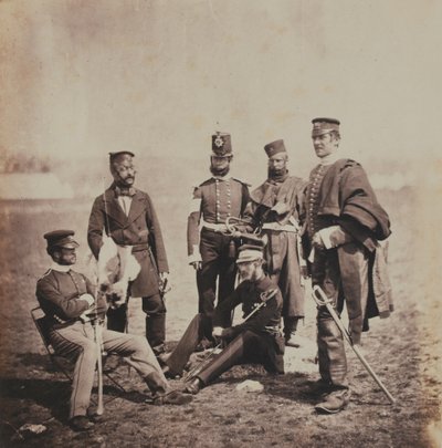 Brigadegeneral Charles Thomas Van Straubenzee (1812-92) og officerer fra Buffs, fra et album med 52 fotografier med tilknytning til Krimkrigen, 1855 af Roger Fenton