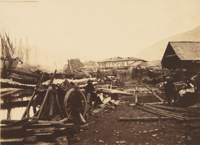 Landing Place Railway Stores, Balaklava af Roger Fenton