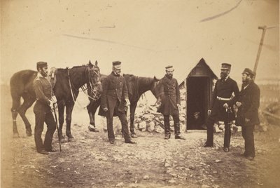 Generalmajor Garrett og officerer fra hans stab. af Roger Fenton