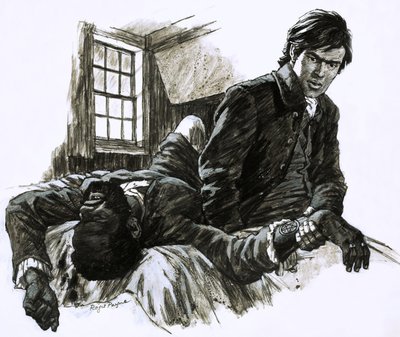 En ukendt fjende, illustration fra serien The Mark of the Pentagram af Roger Payne