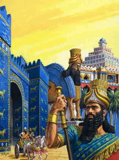 Babylon den Mægtige (gouache på papir) af Roger Payne