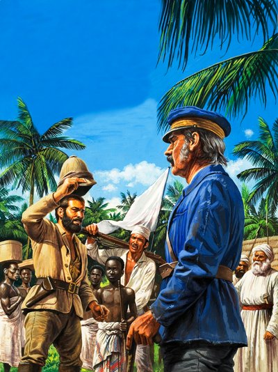 Henry Stanley hilser på David Livingstone af Roger Payne