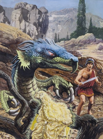 Legenden om det gyldne skind (gouache på papir) af Roger Payne