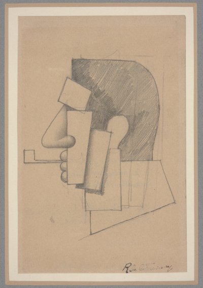 Kubistisk hoved, ca. 1915-20 (blyant på papir) af Roger de La Fresnaye