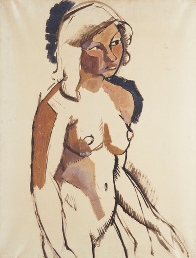 Den italienske pige, trekvart lang, ser til højre; Den italienske kvinde, 3-kvarters udsigt ser til højre, ca. 1910-11 af Roger de La Fresnaye