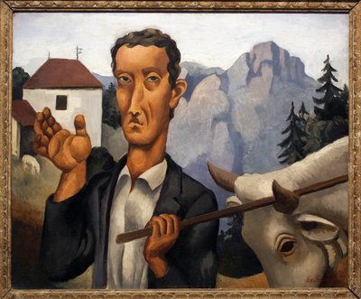 Hjorten. Maleri af Roger de La Fresnaye (1885-1925), olie på træ af Roger de La Fresnaye