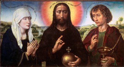 Kristus forløser mellem Jomfruen og Sankt Johannes Evangelisten (Triptykonen Braque), omkring 1450 (Olie på træ) af Rogier van der Weyden