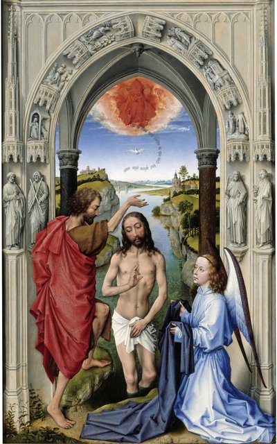 The Baptism of Christ Johannes-alteret, midterste panel, ca 1455 af Rogier van der Weyden