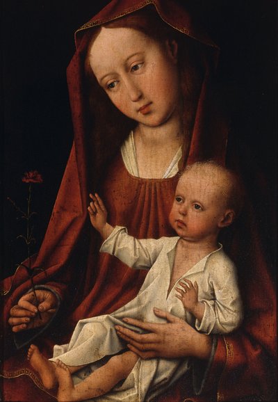 Jomfruen med nelliken (olie på panel) af Rogier van der Weyden