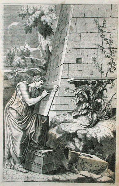 Klassisk scene af en arkitekt i arbejde, illustration fra Chambrays 
