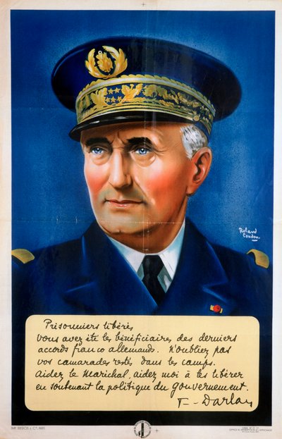 Admiral Darlan, Vichy fransk propagandaplakat, c1940-1942 af Roland Coudon