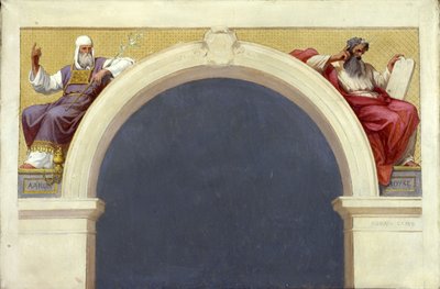 Skitse til Saint-François-Xavier-kirken: Moses og Aron, mellem 1874 og 1876 (olie på lærred) af Romain Cazes