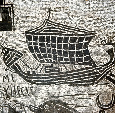 Et skib fra Alexandria i havnen i Ostia (mosaik af Roman