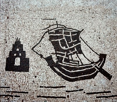 Et skib i havnen i Ostia (mosaik af Roman