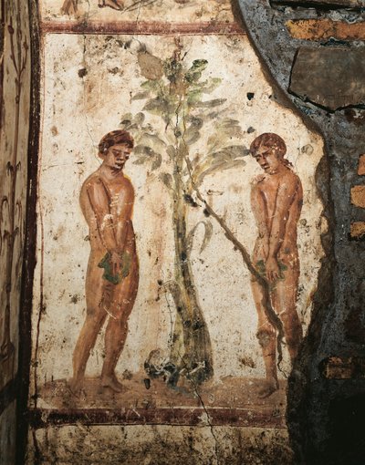 Adam og Eva i Edens Have (fresko) af Roman