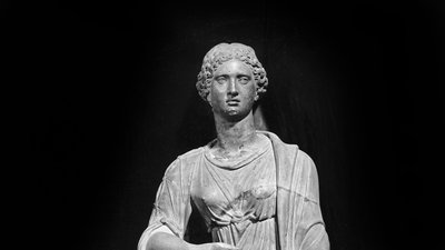 Agrippina den yngre (15-59 e.Kr.) med sin søn Nero (37-68 e.Kr.) (marmor) (s/h foto) (detalje fra 164899) af Roman