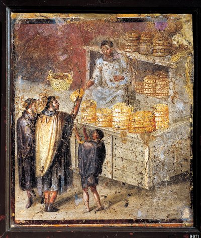 Gammel romersk fresco med donation af brød af Roman
