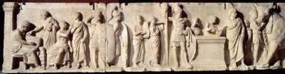 Det antikke Rom: relief kendt som Domitius Ahenobarbus, episode af en folketælling: registrering af borgere og ofring til guden Mars. Omkring 100 f.Kr. søn 2 m. Paris, Louvre-museet af Roman