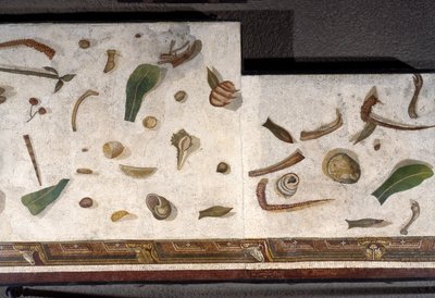 "Asarotos" (gulv ufejet) Fragmenter af mosaik signeret af Harakliton fra Rom, 2. århundrede e.Kr., Rom af Roman