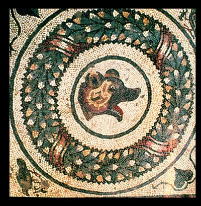 Bjørnehoved, romersk mosaik, tidligt 4. århundrede (mosaik) af Roman