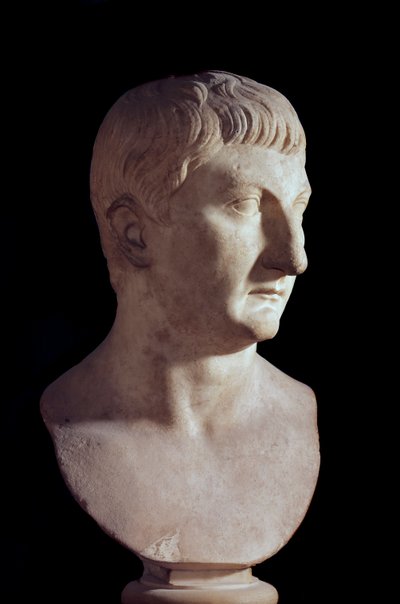 Buste af Drusus den Unge (død 23 e.Kr.), søn af den romerske kejser Tibere (Tiberio Claudio Nerone, 42 f.Kr.-37 e.Kr.). Marmor skulptur. 1. århundrede e.Kr. Paris, Louvre-museet af Roman