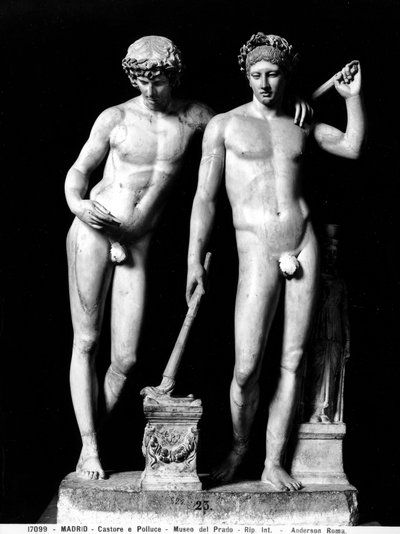 Castor og Pollux eller Orestes og Pylades, gruppe fra San Ildefonso (marmor) (s/h foto) af Roman