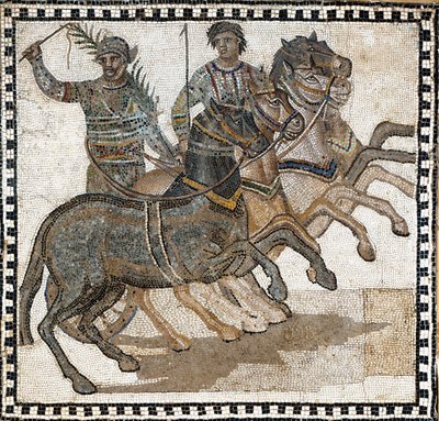 Cirkusscene i det gamle Rom. Mosaik, 3. århundrede af Roman
