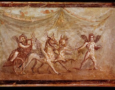 Amorer leger med hippogriffer (fresco af Roman