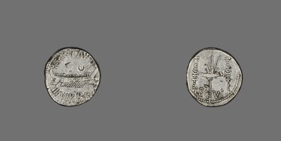 Denarius forestiller en kabys, 31 f.Kr. (sølv) af Roman