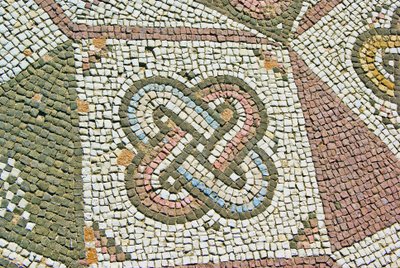 Detalje af en gordisk knude, Theseus House, Paphos, Cypern mosaik af Roman
