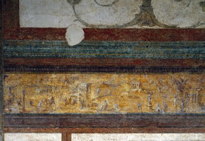 Detalje af en frise fra tablinum, 40-20 f.Kr. (fresko) af Roman