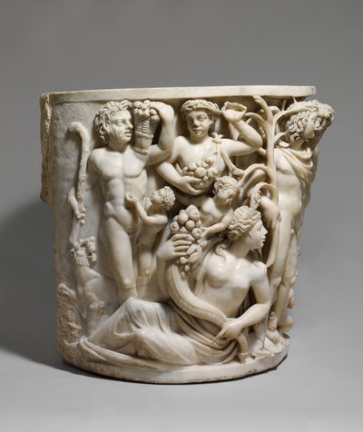 Detalje af marmorsarkofag med Dionysos triumf og årstiderne, ca. 260–270 e.Kr. (marmor) af Roman