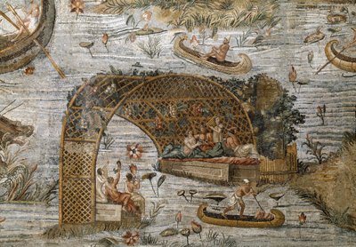 Detalje af den nilotiske mosaik af Preneste (Palestrina) fra helligdommen for guddom Fortune Primigenia, 80 f.Kr. af Roman