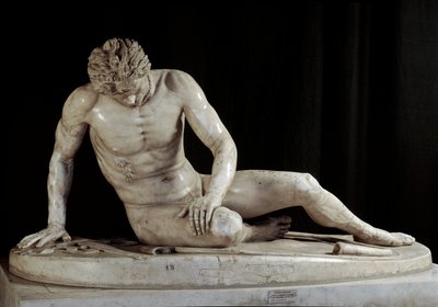 Dying Gaul - The Dying Galatian - "" Dying Galatian Warrior"" Marmorskulptur af Ludovisi Group efter original bronze fra 220-210 f.Kr. Sol. h. 93 cm Rom, Musei Capitolini af Roman