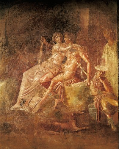 Fresko af Ares og Afrodite, Citharisthuset, Pompei, Italien (mosaik) af Roman