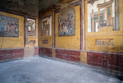 Freskomalerier i Villa dei Vettii, romersk arkæologisk sted i Pompeji (UNESCOs verdensarvssted af Roman