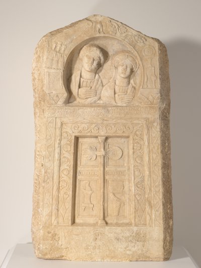 Begravelsesstela for præsten Dionysios og hans kone, Tertia, ca. 240-260 (marmor) af Roman