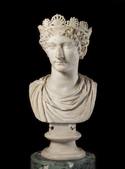 Head of Agrippina Minor med diadem (marmor) af Roman