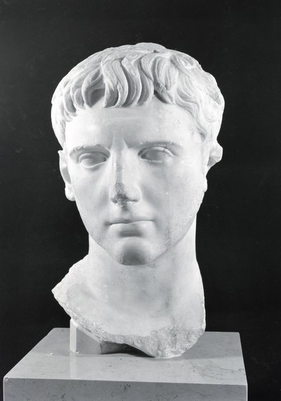 Overhoved for Cæsar Augustus (63 f.Kr.-14 e.Kr.) af Roman