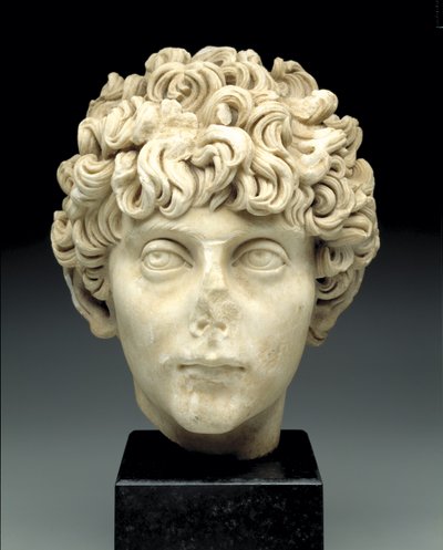 Overhoved for en romersk ungdom, ca. 140-170 e.Kr. (marmor) af Roman