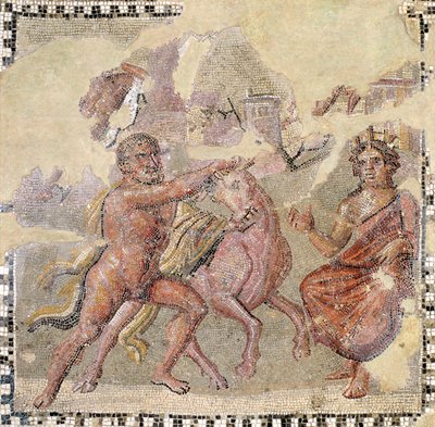 Herakles med den kretensiske tyr, Ostia (mosaik) af Roman