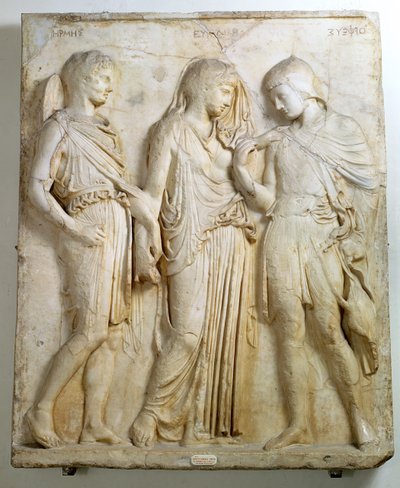Hermes, Orpheus og Eurydice, relief, romersk kopi af en græsk original fra det 5. århundrede f.Kr. (marmor) af Roman