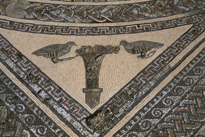 House of Orpheus, Orpheus omgivet af vilde dyr, detaljer (mosaik) af Roman
